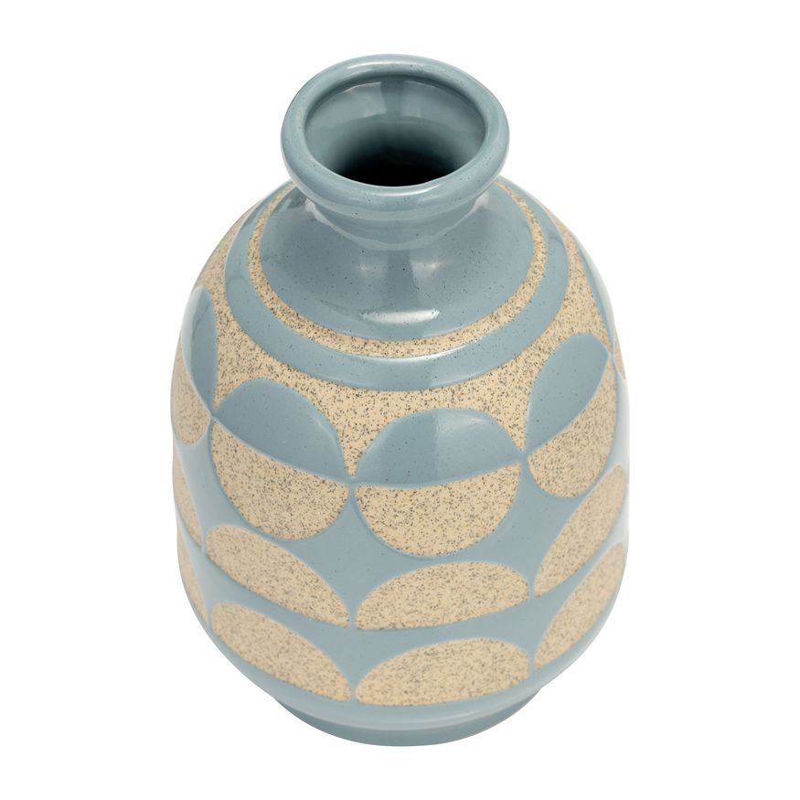 Sagebrook™ 10" Ceramic Half Circles Vase - Cameo Blue