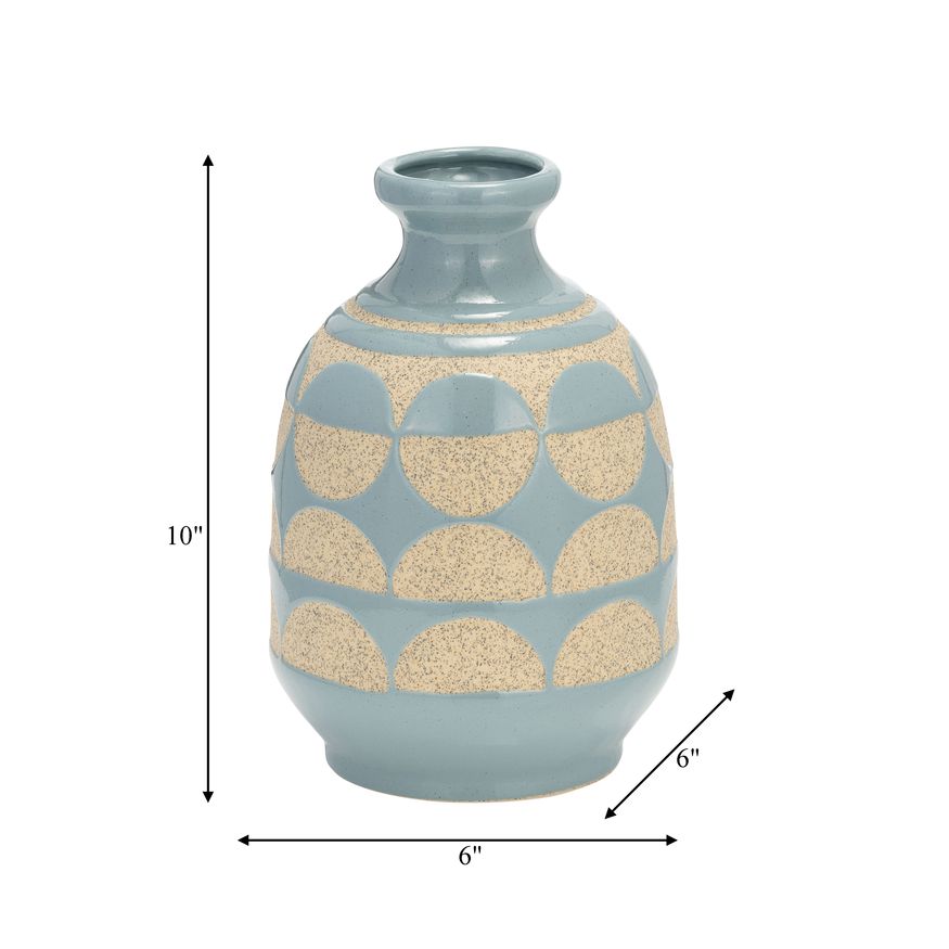 Sagebrook™ 10" Ceramic Half Circles Vase - Cameo Blue