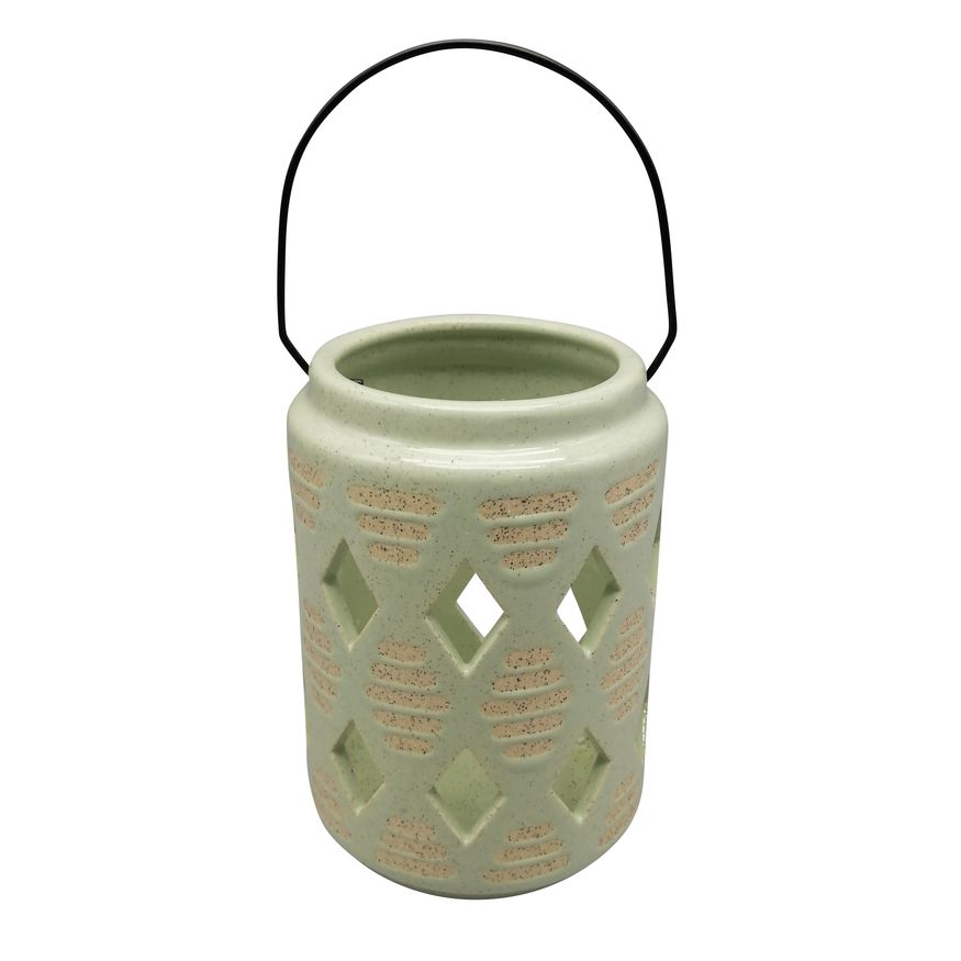 Sagebrook 6" Ceramic Diamond Cut Out Lantern