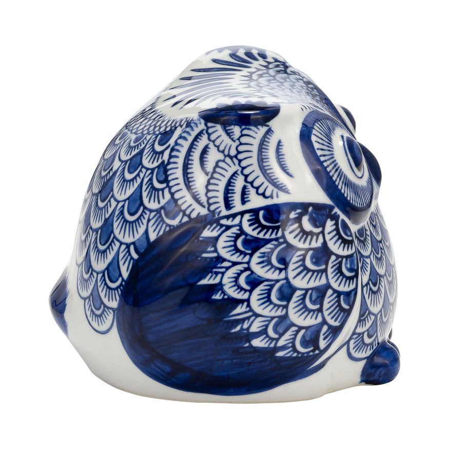 Sagebrook 5" Ceramic Chinoiserie Owl - Blue/White