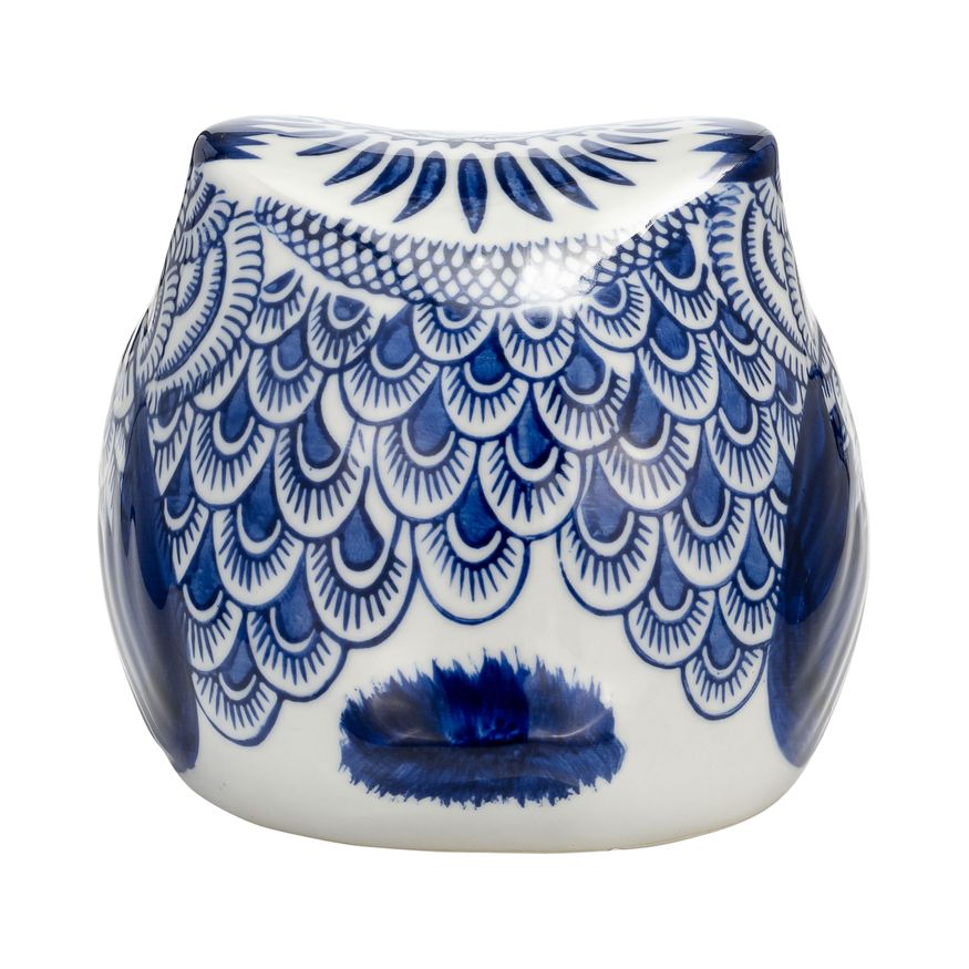 Sagebrook 5" Ceramic Chinoiserie Owl - Blue/White