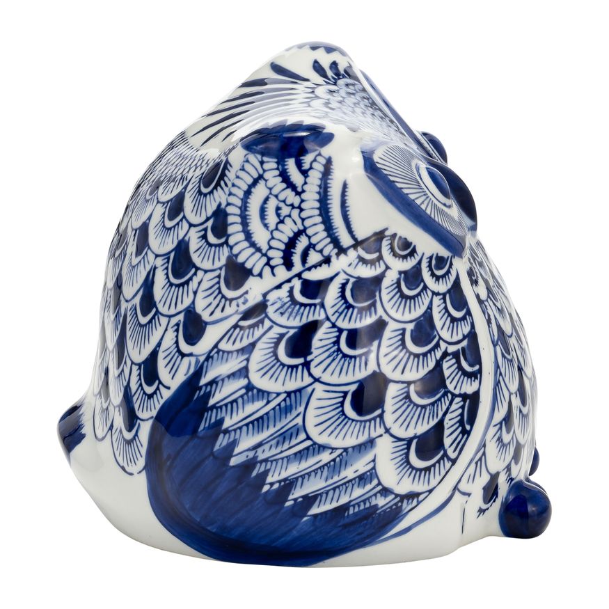 Sagebrook 6" Ceramic Chinoiserie Owl - Blue/White