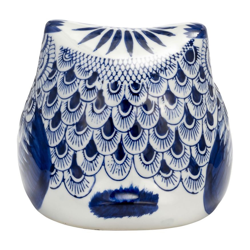 Sagebrook 6" Ceramic Chinoiserie Owl - Blue/White