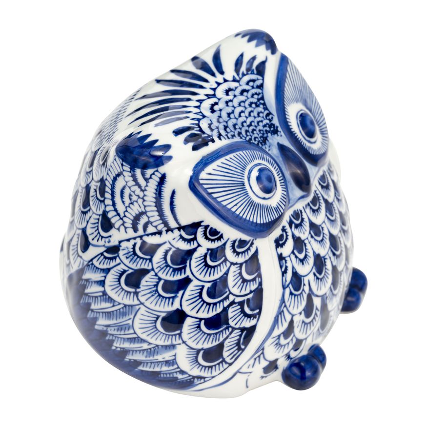 Sagebrook 6" Ceramic Chinoiserie Owl - Blue/White