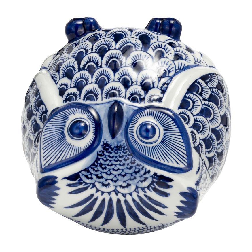 Sagebrook 6" Ceramic Chinoiserie Owl - Blue/White