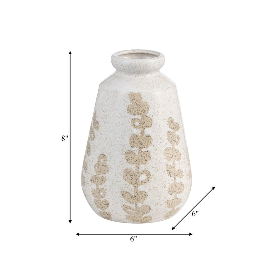 Sagebrook 8" Ceramic Botanical Vase - Ivory