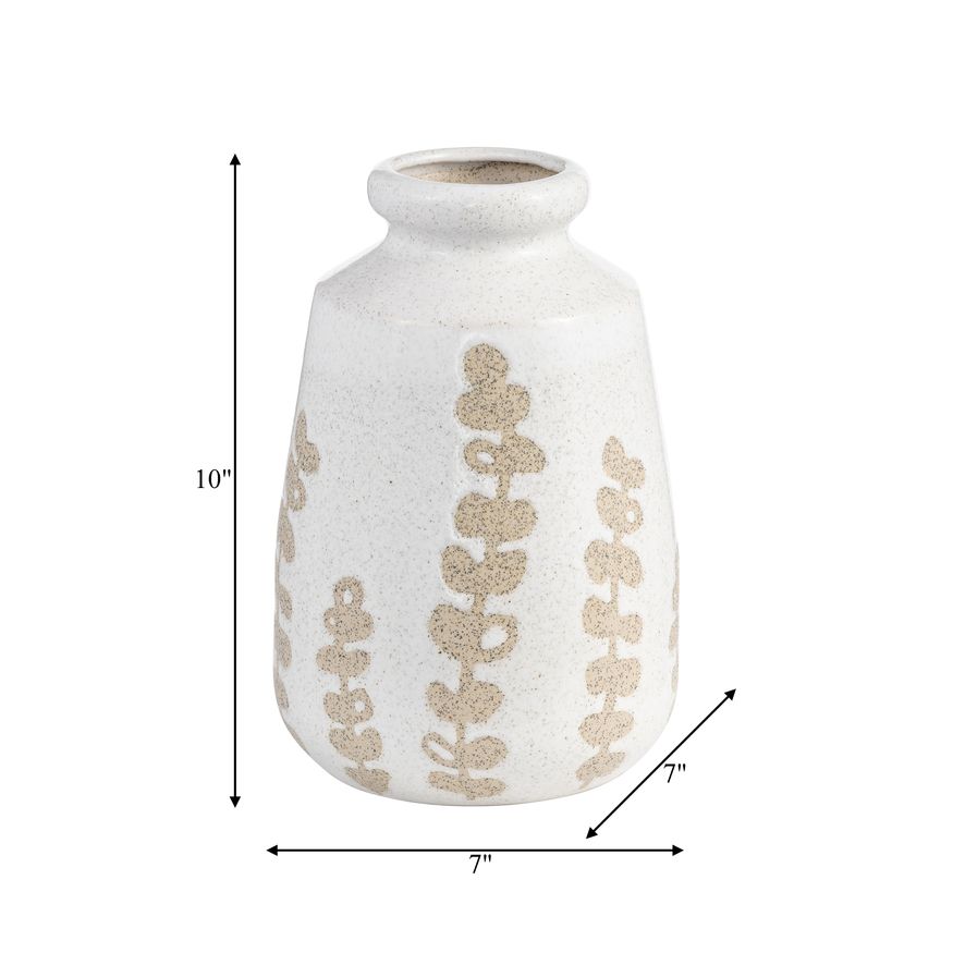 Sagebrook 10" Ceramic Botanical Vase - Ivory