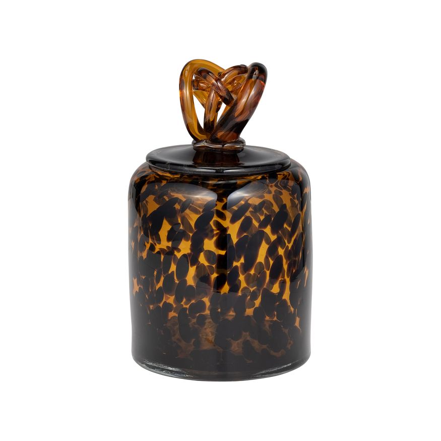 Sagebrook 8" Glass Jar With Knot Lid - Tortoise