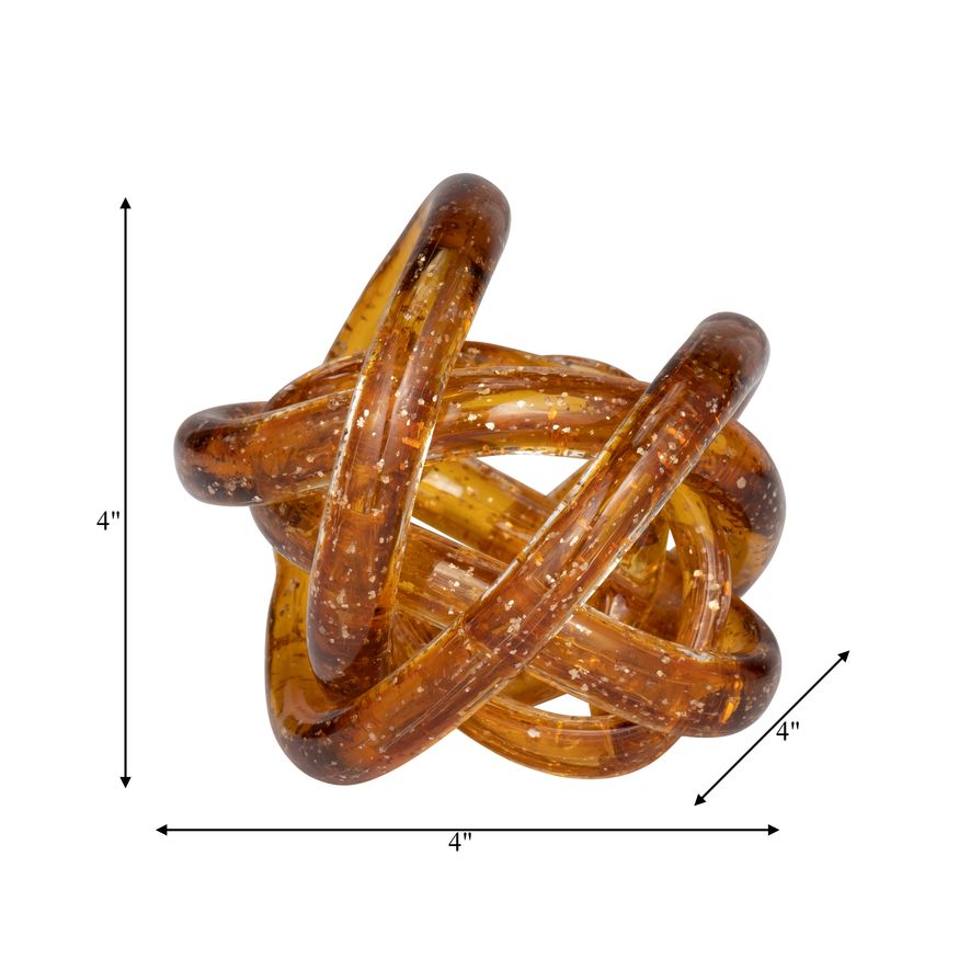 Sagebrook 4" Glass Knot - Amber