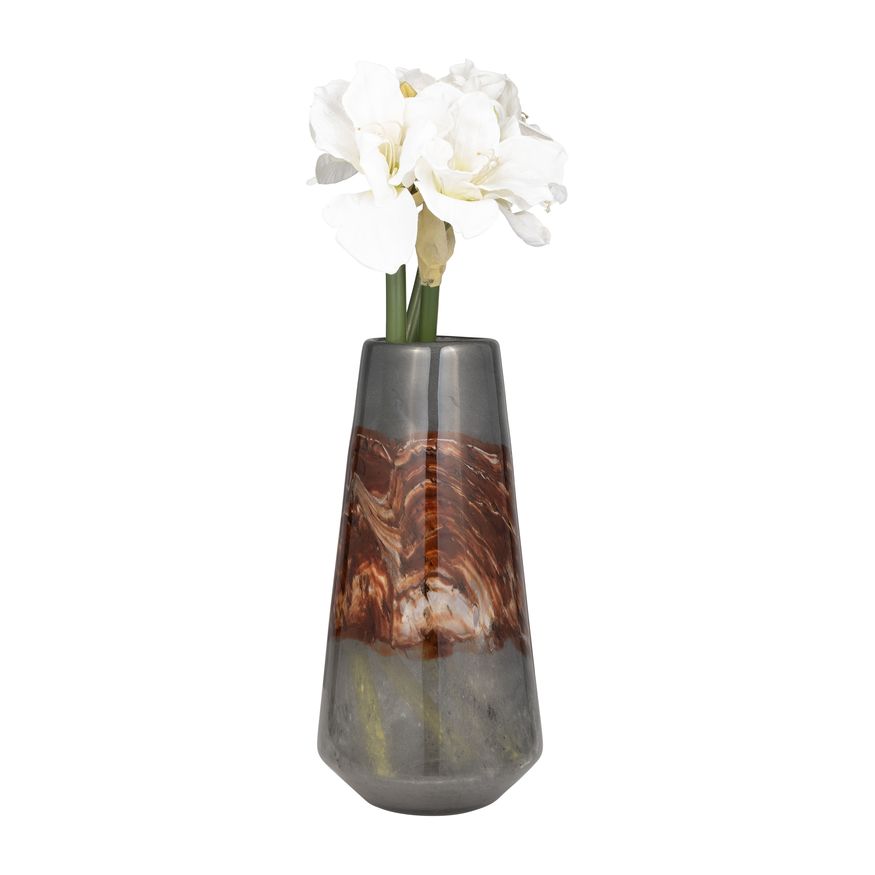 Sagebrook 17" Glass Vase - Gray/Brown