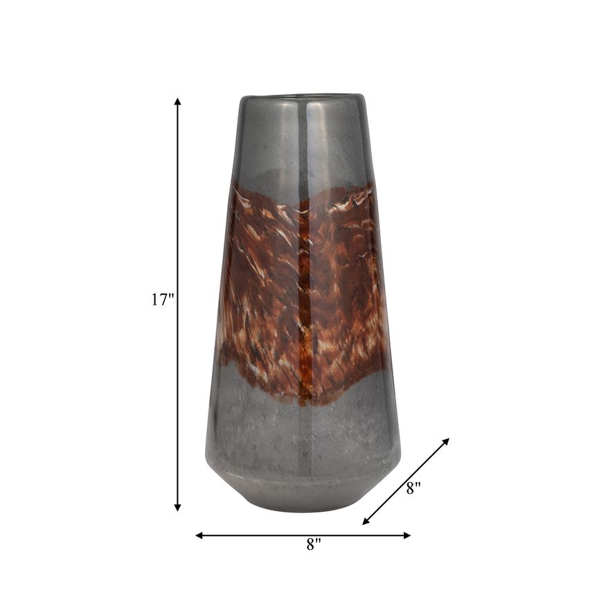 Sagebrook 17" Glass Vase - Gray/Brown