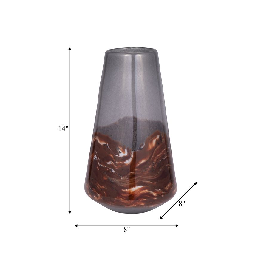 Sagebrook 14" Glass Vase - Gray/Brown