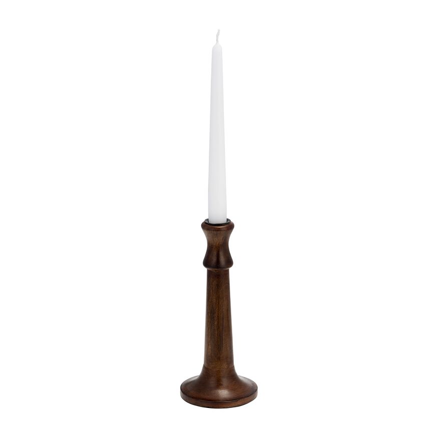 Sagebrook 9" Wood Rustic Taper Candle Holder