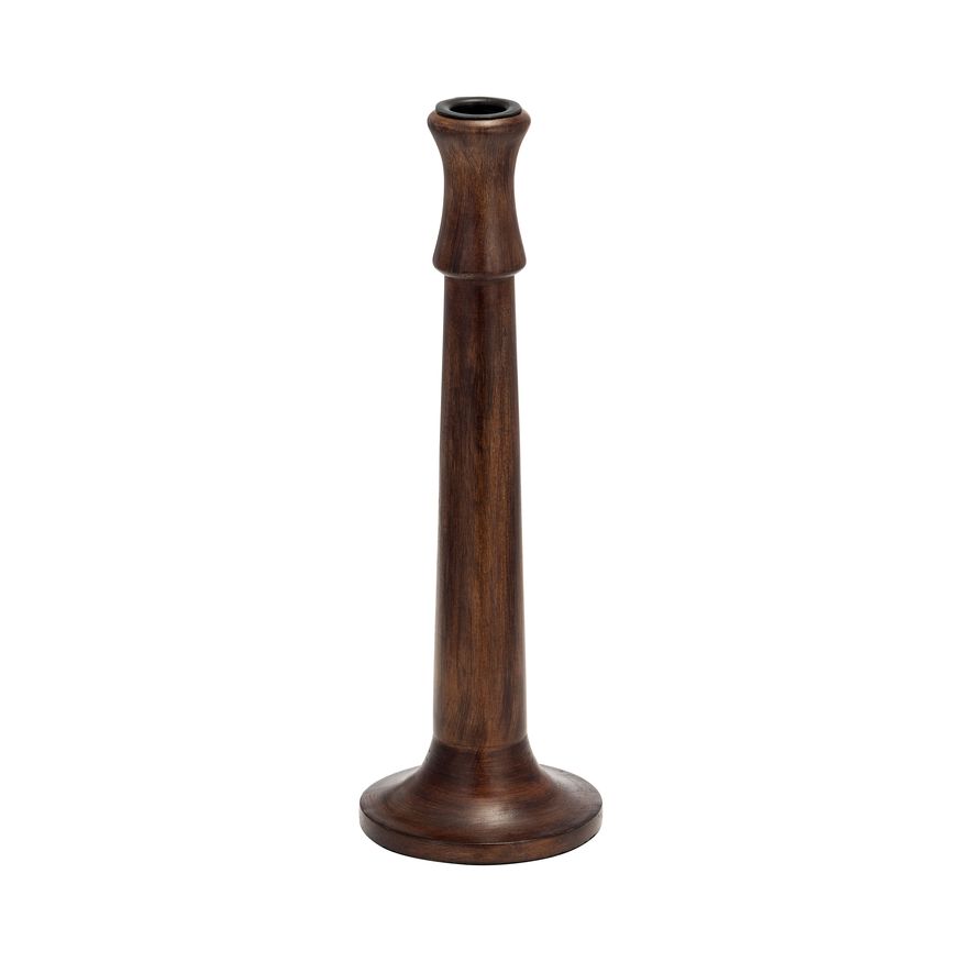 Sagebrook 9" Wood Rustic Taper Candle Holder