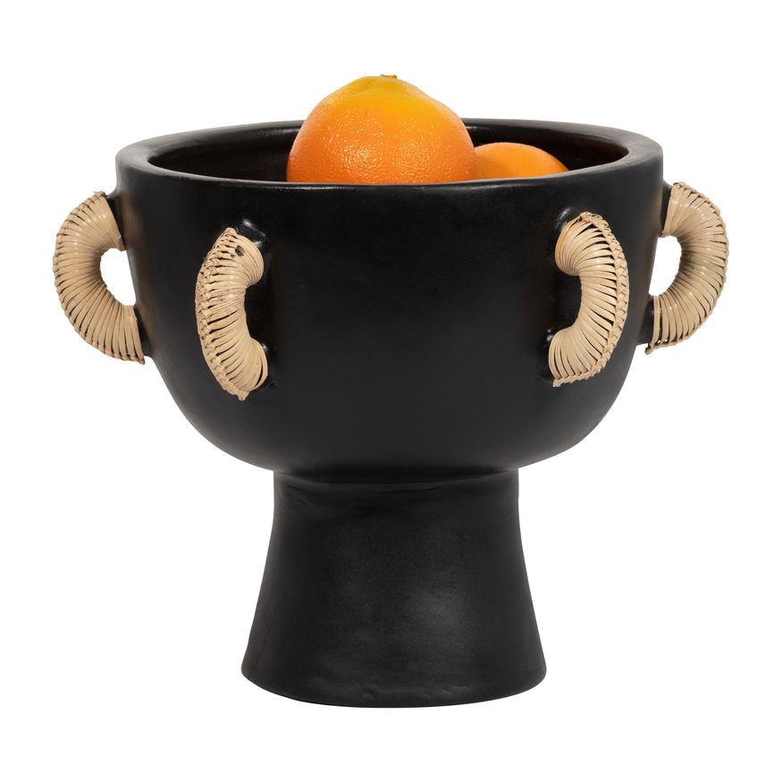 Sagebrook 11" Terracotta Eared Bowl On Stand Vase - Black