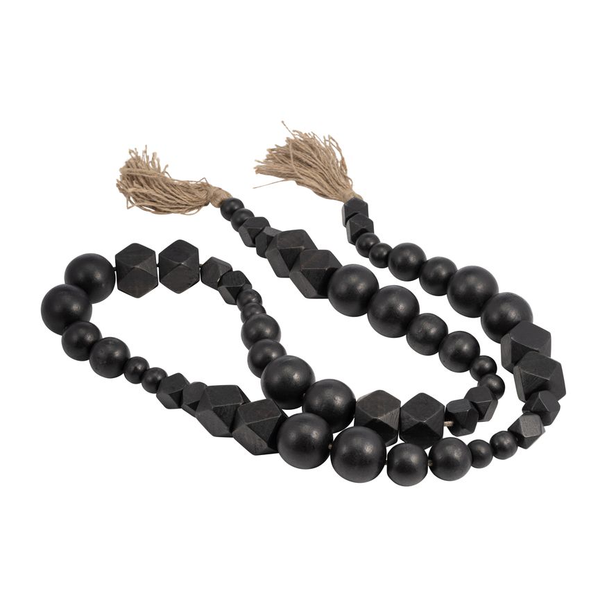 Sagebrook - 84" Wood Hex & Round Bead Garland in Black