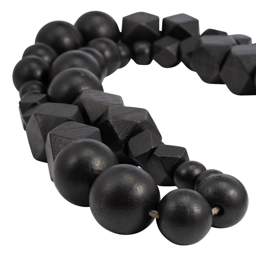 Sagebrook - 84" Wood Hex & Round Bead Garland in Black