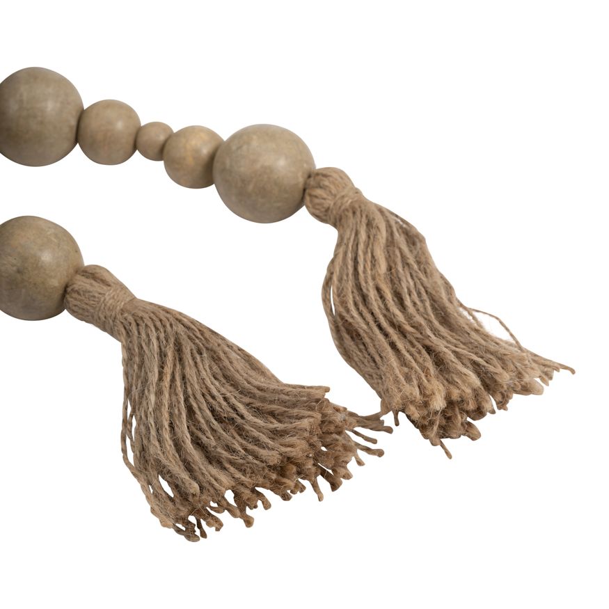 Sagebrook - 84" Wood Stonewash Bead Garland in Ivory