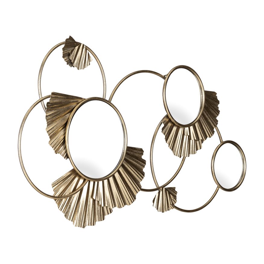 Sagebrook - Metal Fan Loops Mirrored Wall Decor in Gold