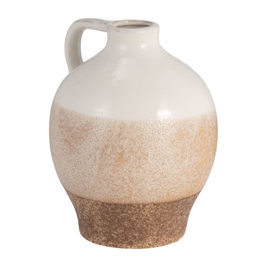 Sagebrook - 9" Ceramic Jug Vase in White/Tan