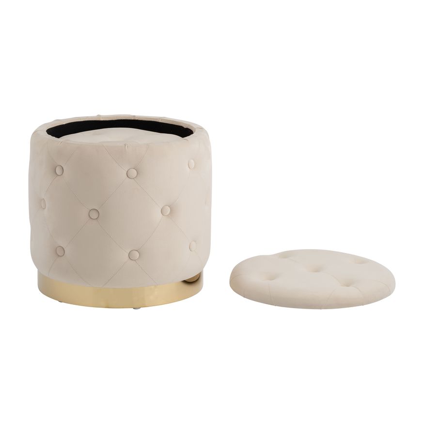 Sagebrook Tufted Storage Ottomans (Set Of 2) - Cream