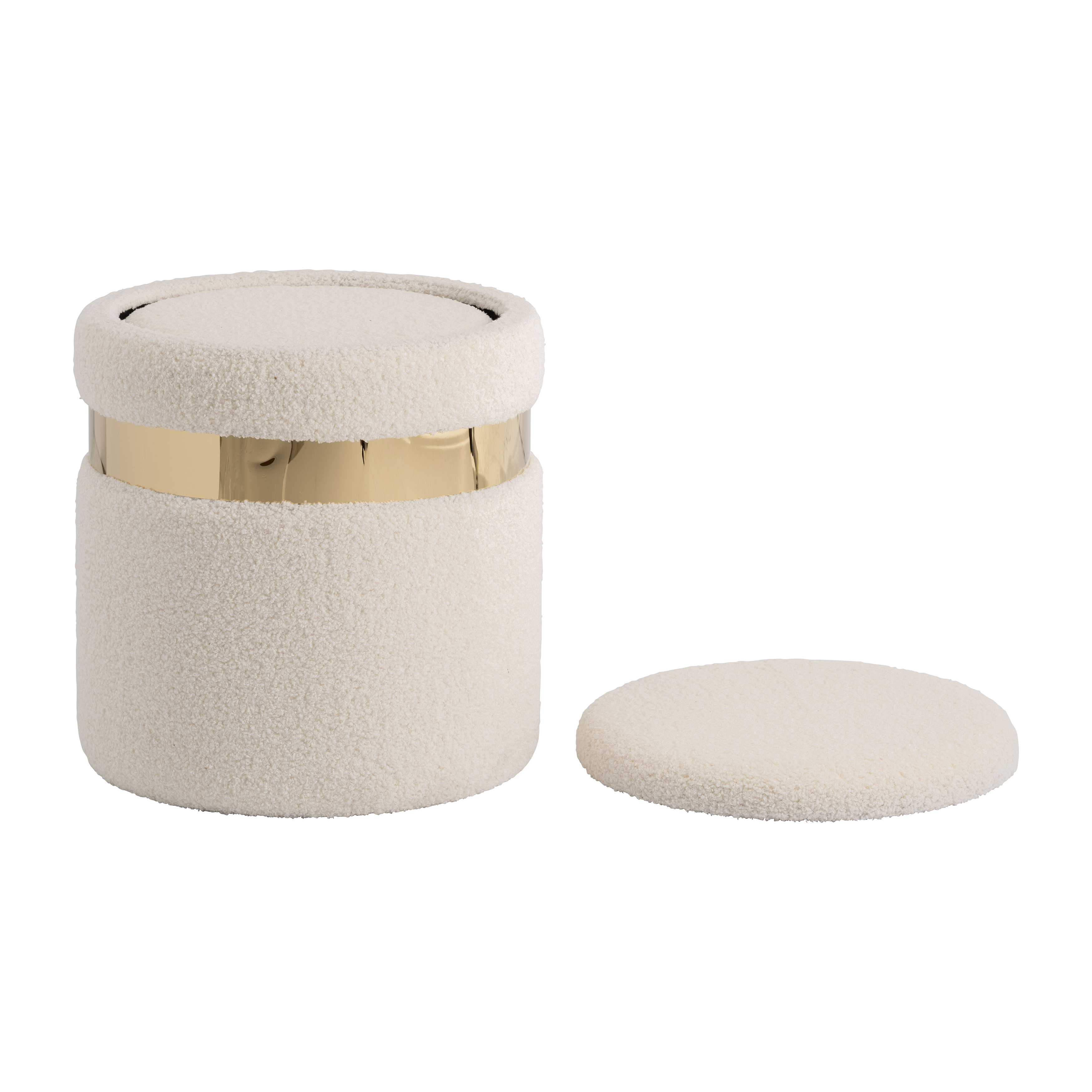 Sagebrook Belted Boucle Storage Ottomans (Set Of 2) - Ivory