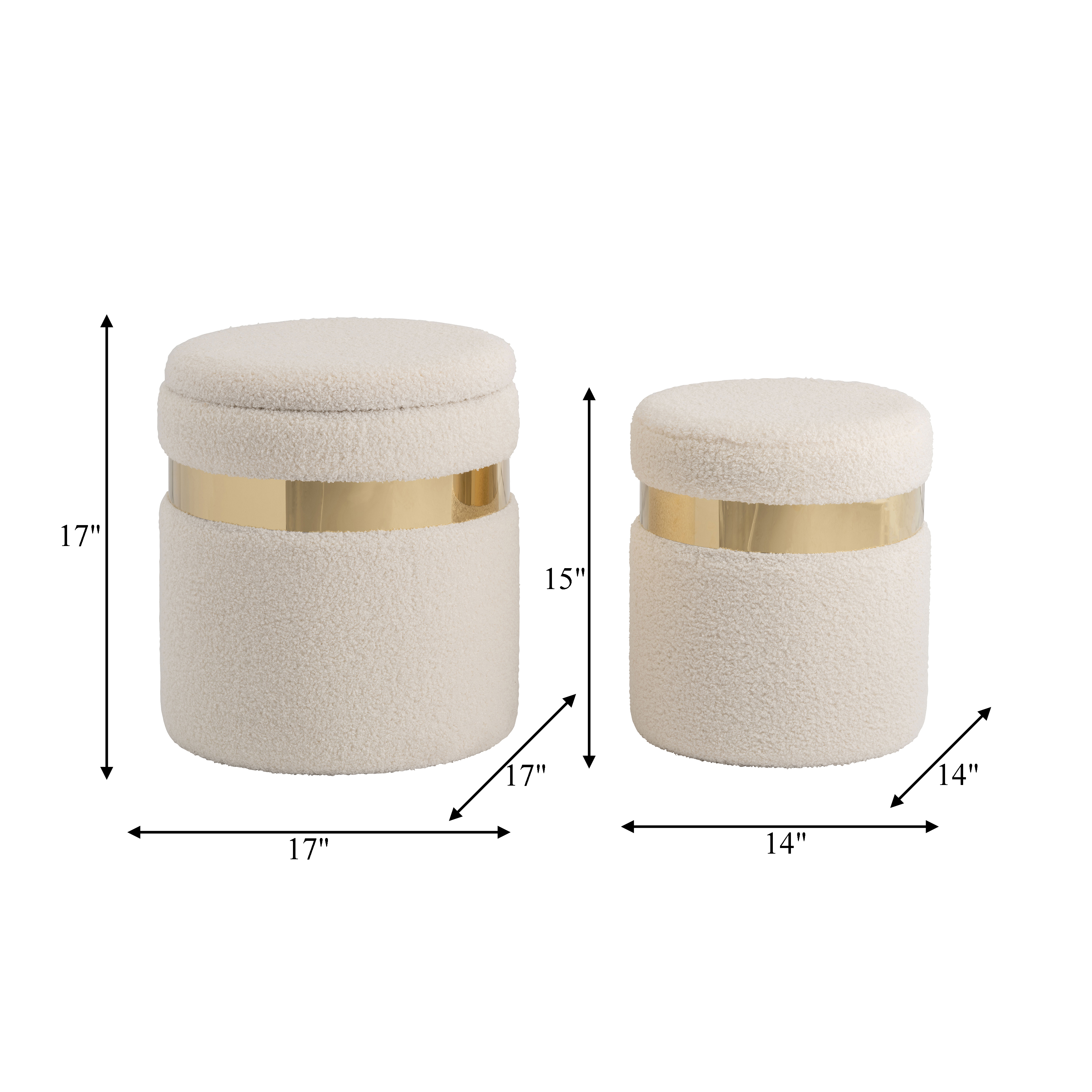 Sagebrook Belted Boucle Storage Ottomans (Set Of 2) - Ivory