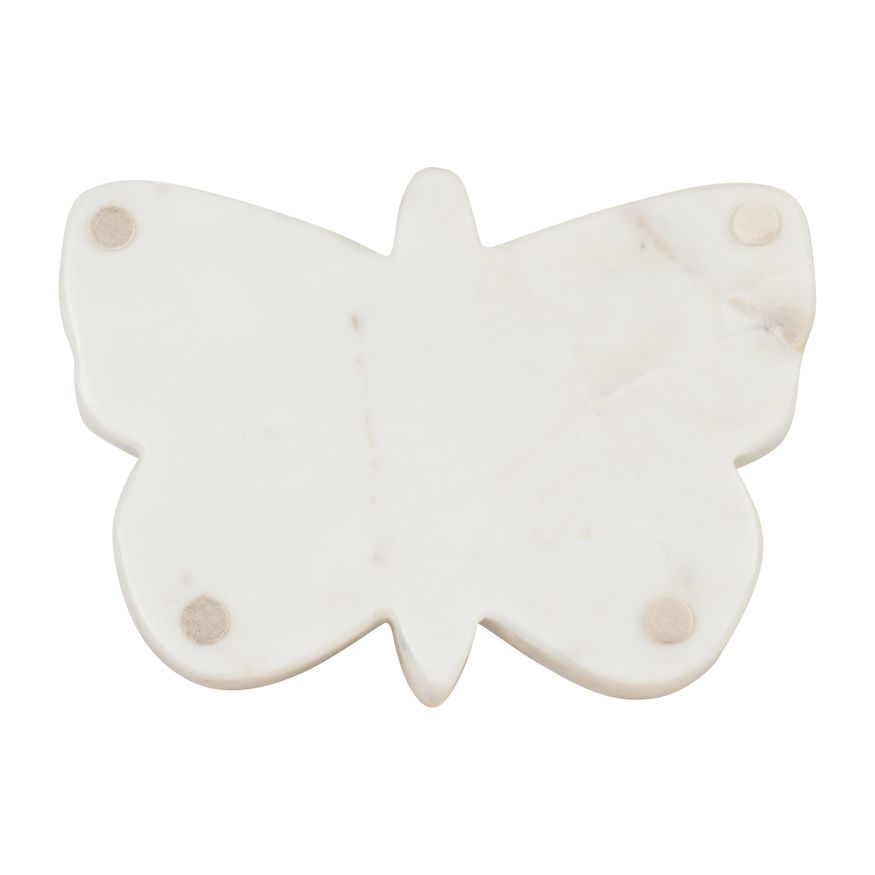 Sagebrook - 7"x5" Marble Butterfly Trinket Tray in White