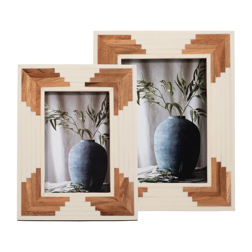 Sagebrook 4"x6" Resin Cascading Wood Photo Frame - White