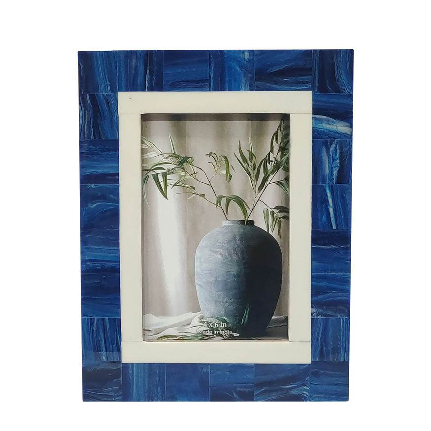 Sagebrook 4"x6" Resin Navy & White Border Photo Frame