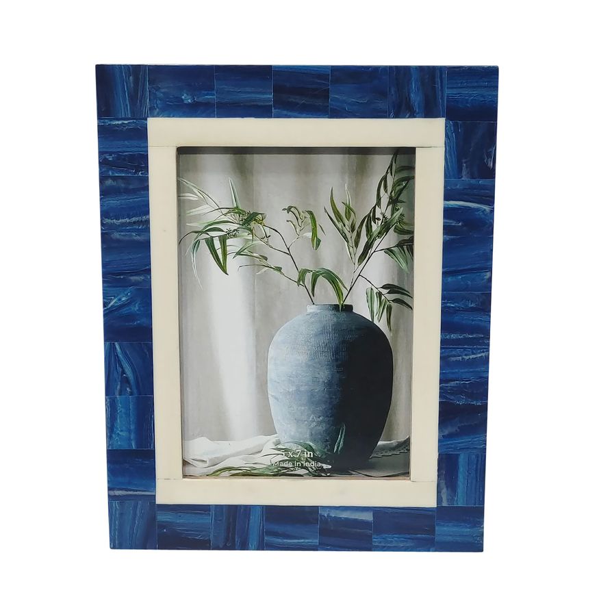 Sagebrook - 4"x6" Resin Navy & White Border Photo Frame