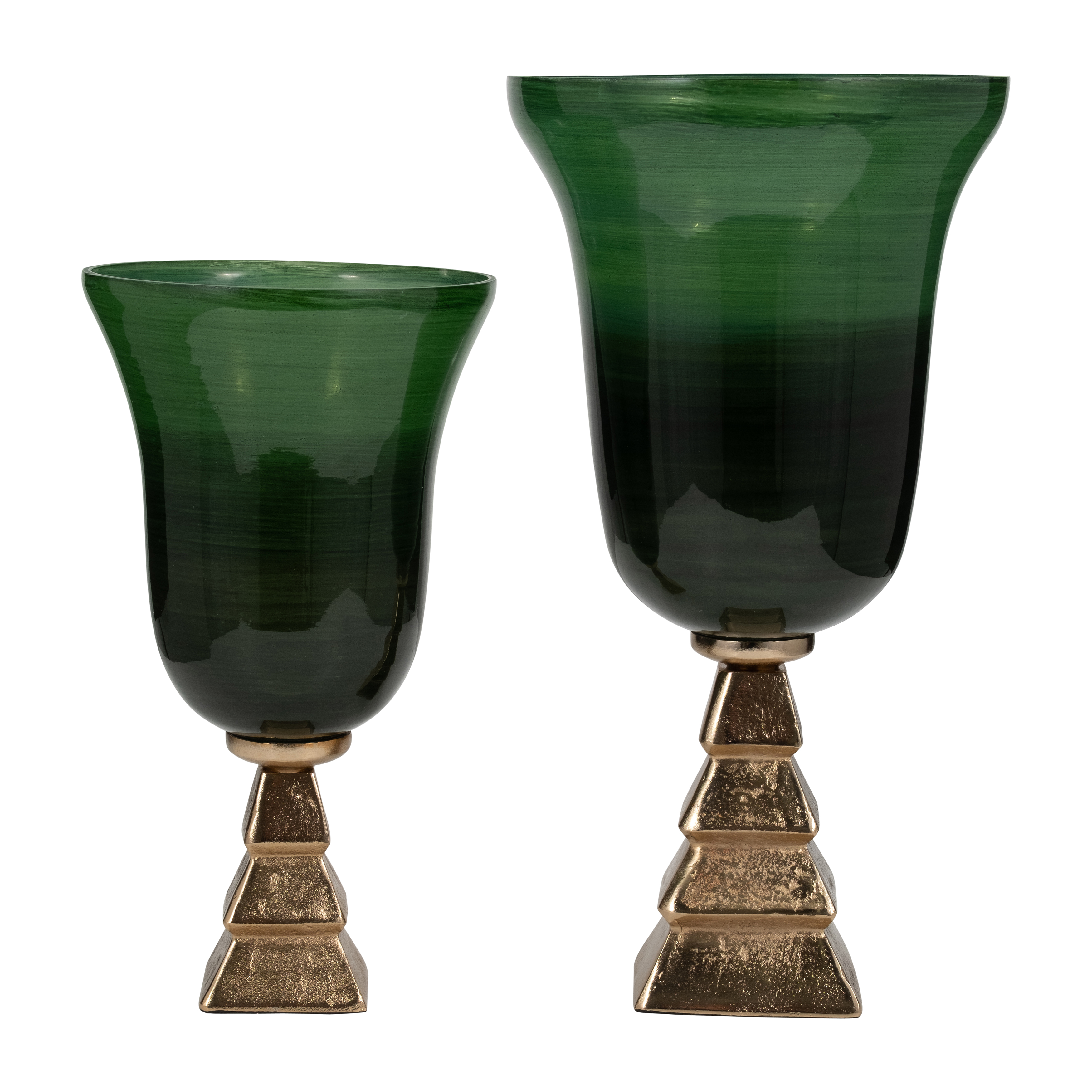 Sagebrook 15" Glass 5th Ave Vase On Stand - Green/Gold