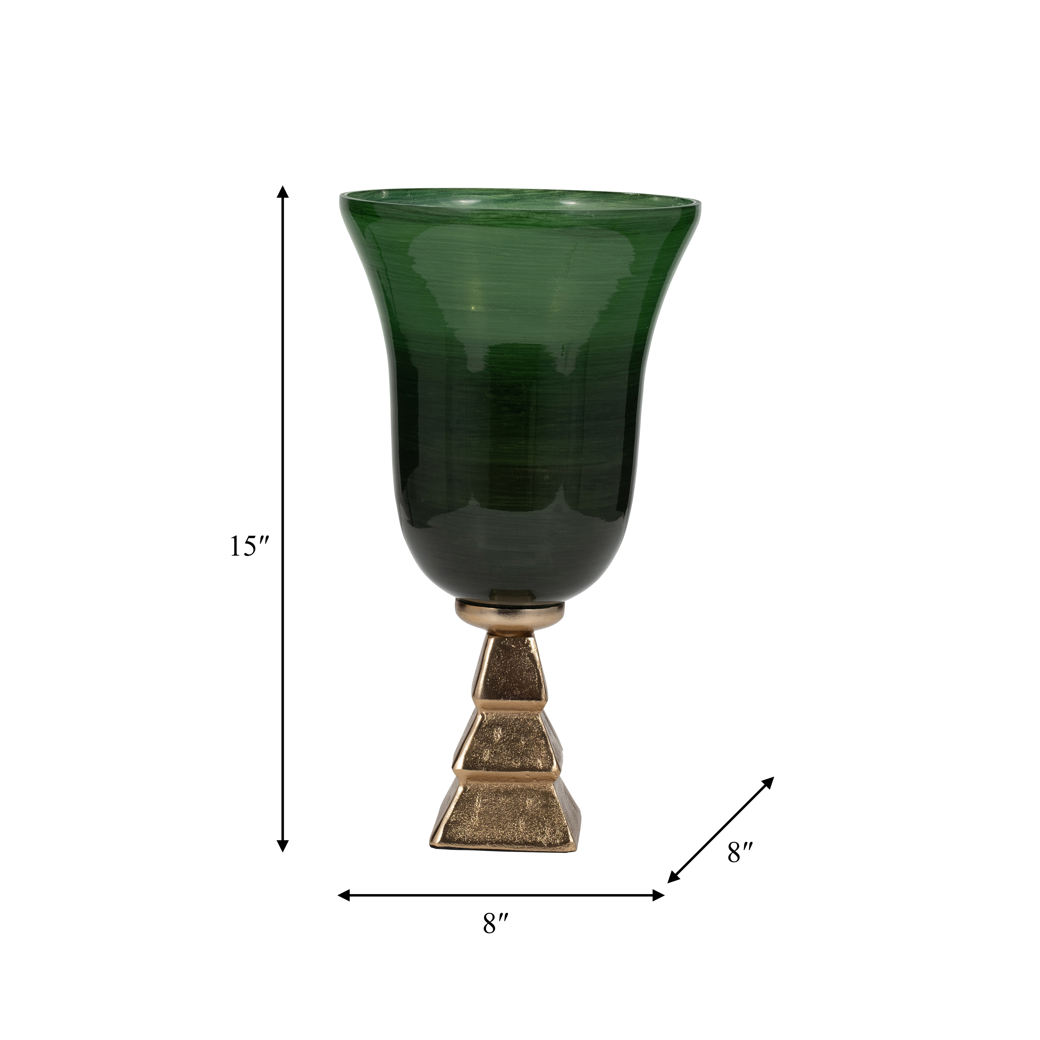 Sagebrook 15" Glass 5th Ave Vase On Stand - Green/Gold