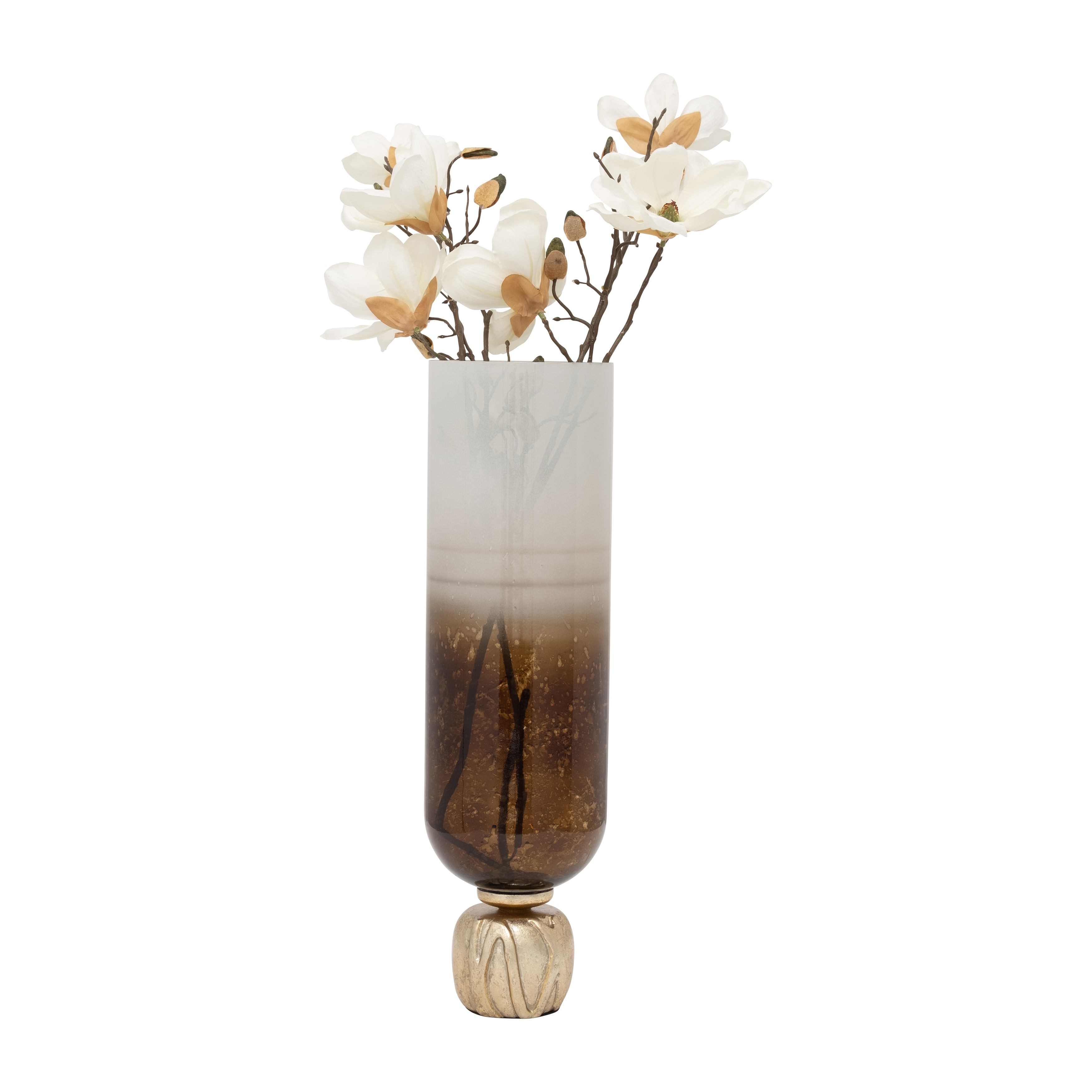 Sagebrook 22" Glass Ombre Candle Holder On Base - Ivory/Gold