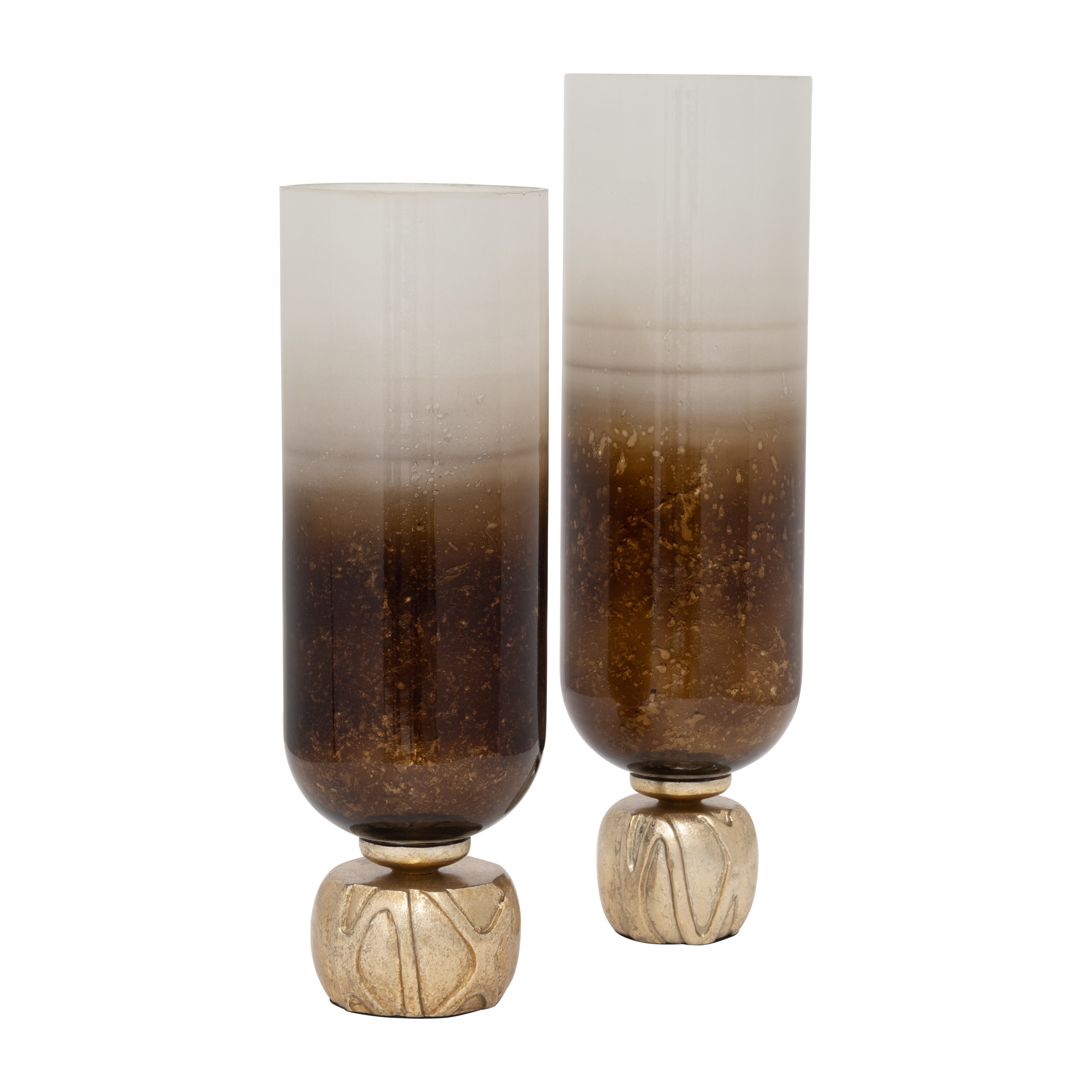 Sagebrook 22" Glass Ombre Candle Holder On Base - Ivory/Gold