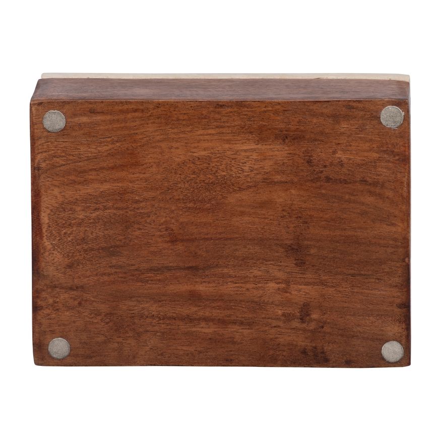 Sagebrook - 7" Travertine Box With Wood Base in Natural