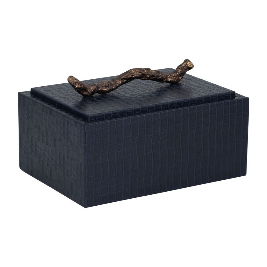 Sagebrook - 10" Faux Leather Copenhagen Box in Navy