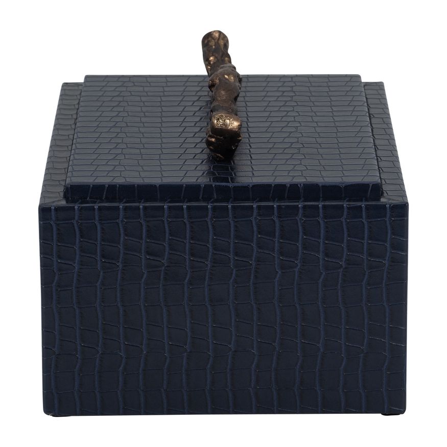 Sagebrook - 10" Faux Leather Copenhagen Box in Navy