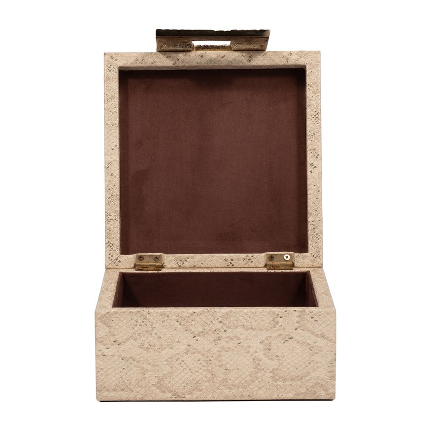 Sagebrook - 8" Faux Leather Square Metallic Box in Nude