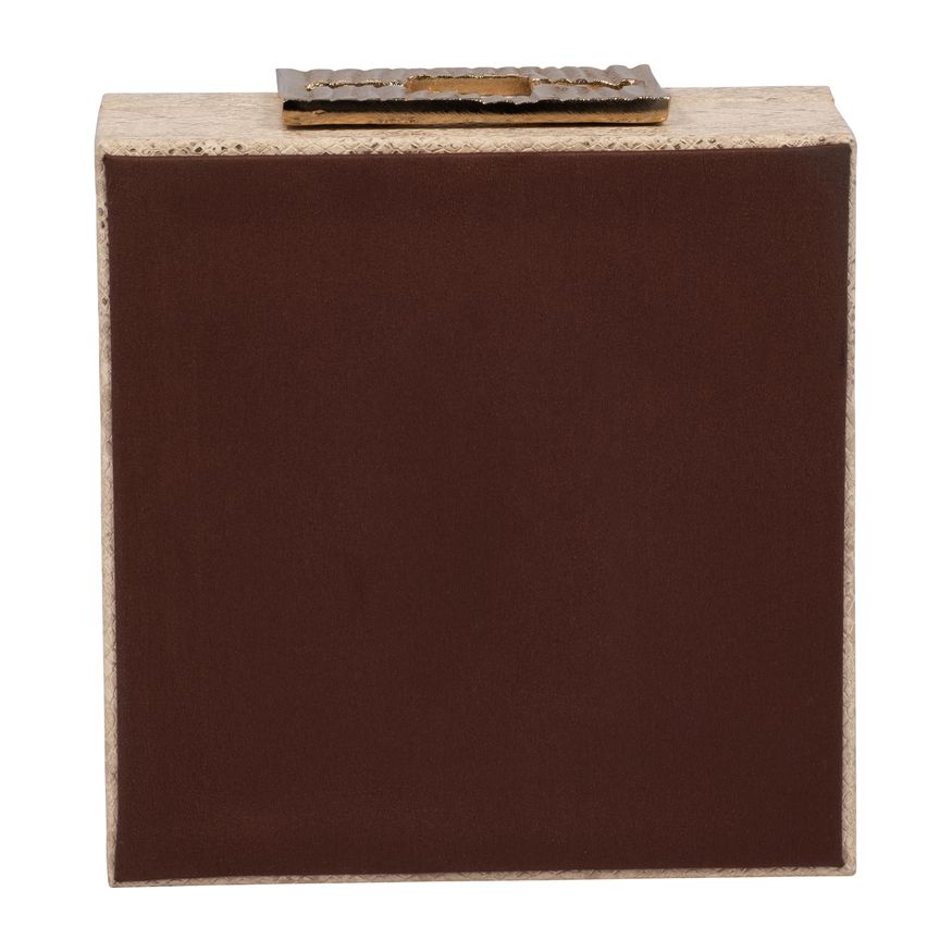 Sagebrook - 8" Faux Leather Square Metallic Box in Nude