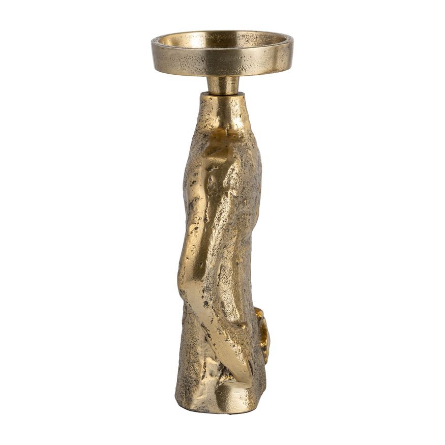 Sagebrook 9" Metal Hands On Hip Pillar Candle Holder - Gold