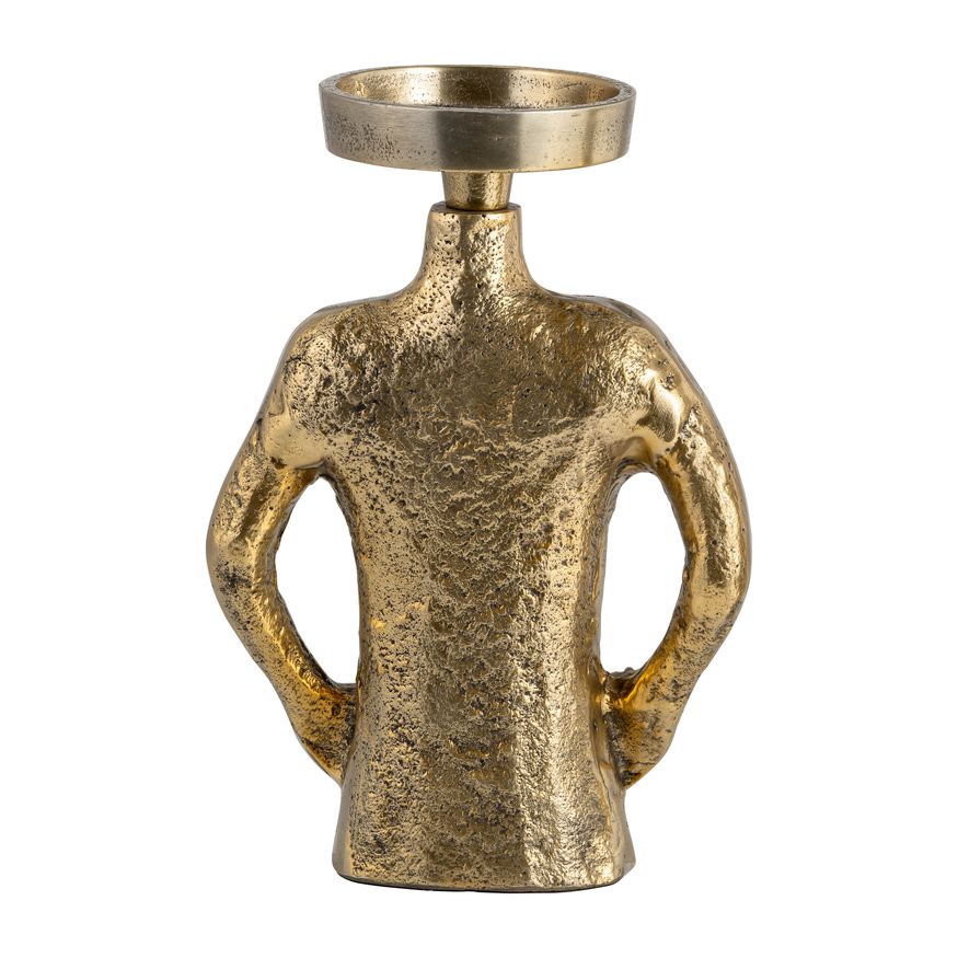 Sagebrook 9" Metal Hands On Hip Pillar Candle Holder - Gold