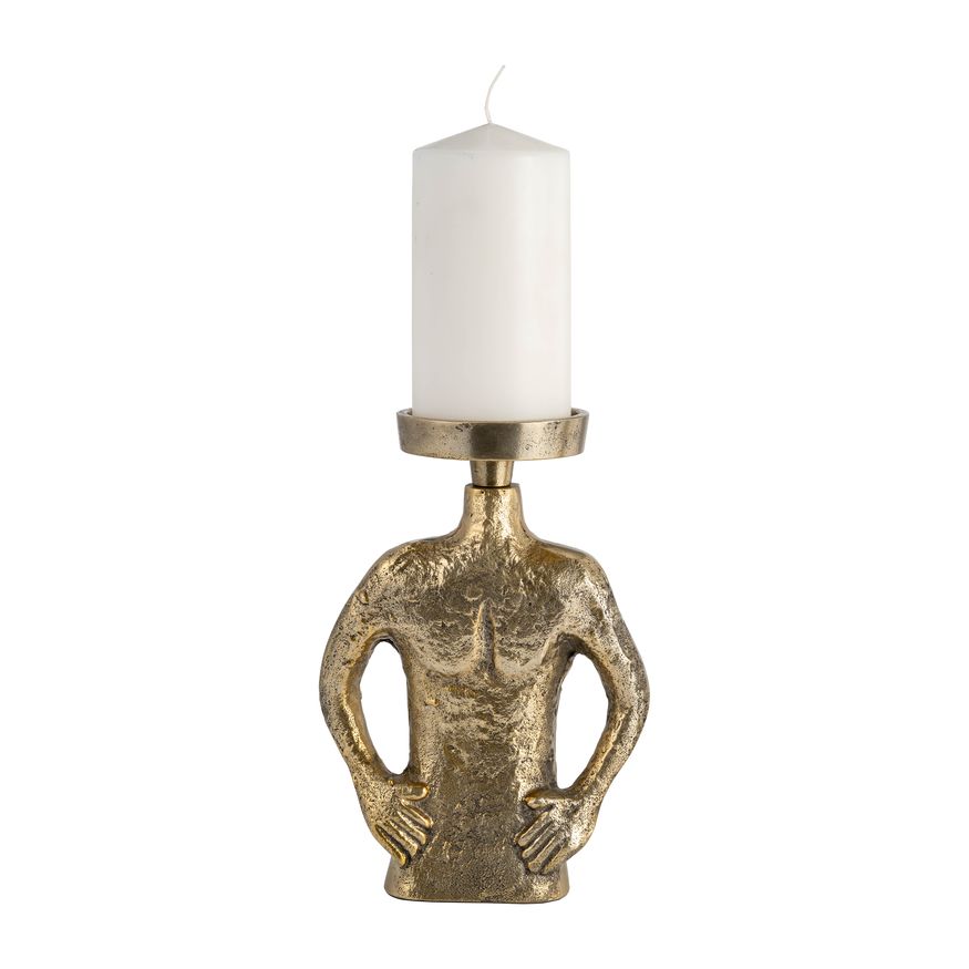 Sagebrook 9" Metal Hands On Hip Pillar Candle Holder - Gold