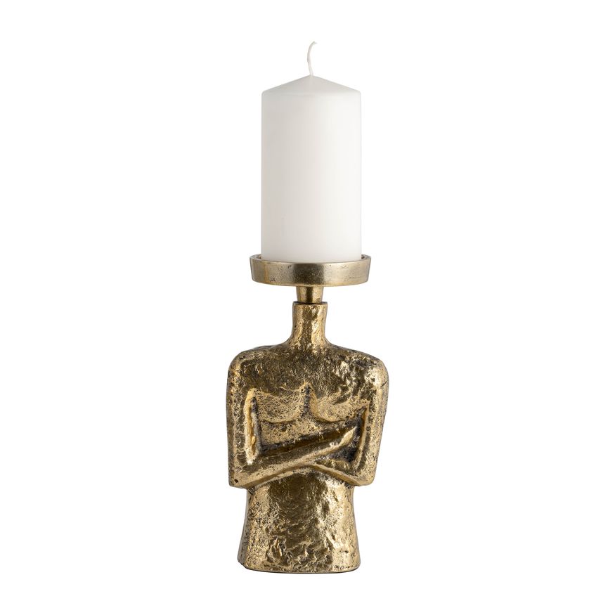 Sagebrook 9" Metal Crossed Arms Pillar Candle Holder - Gold