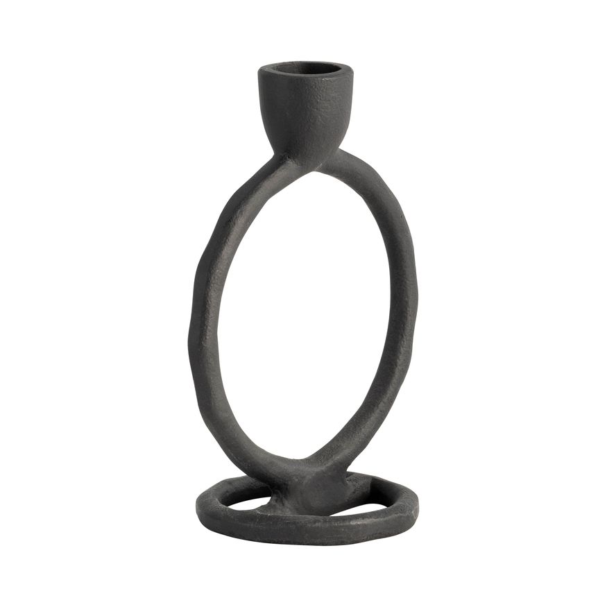 Sagebrook 6" Metal Round Ring Taper Candle Holder - Black