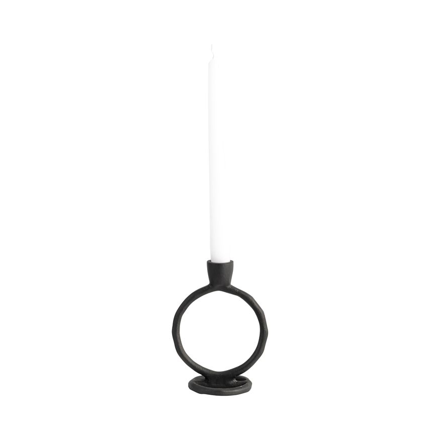 Sagebrook 6" Metal Round Ring Taper Candle Holder - Black