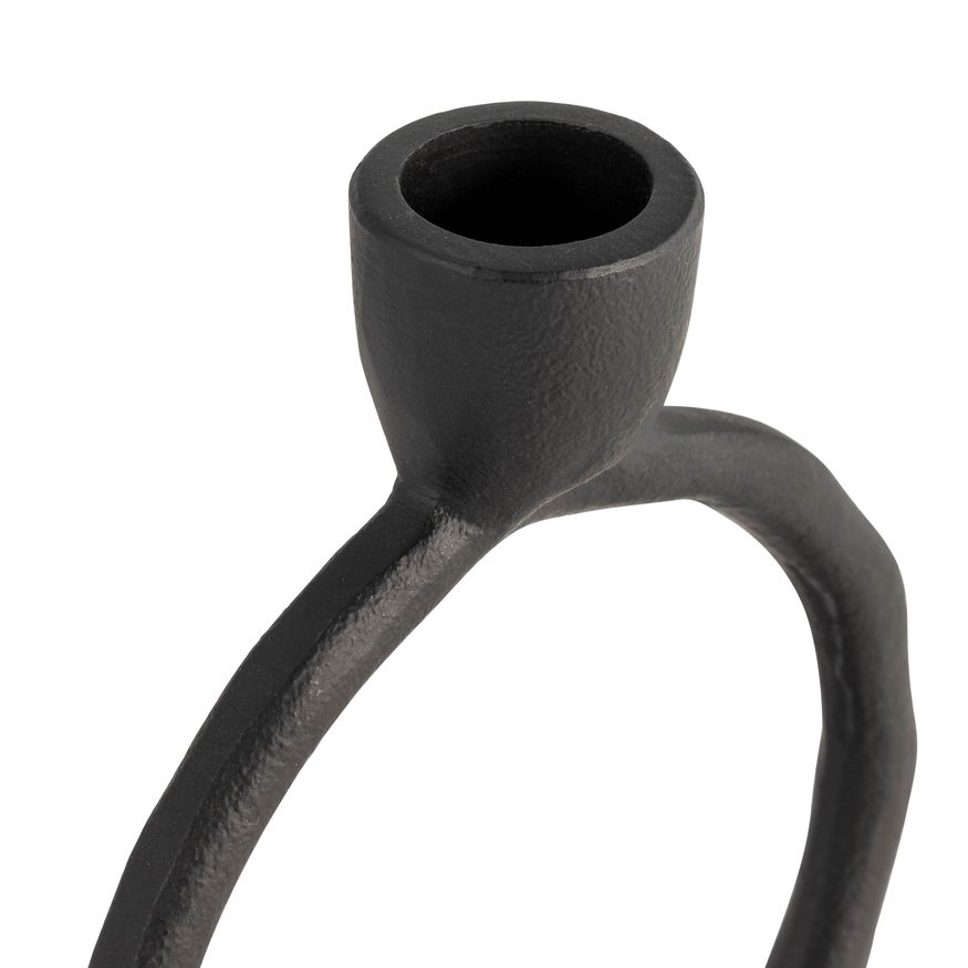 Sagebrook 6" Metal Round Ring Taper Candle Holder - Black