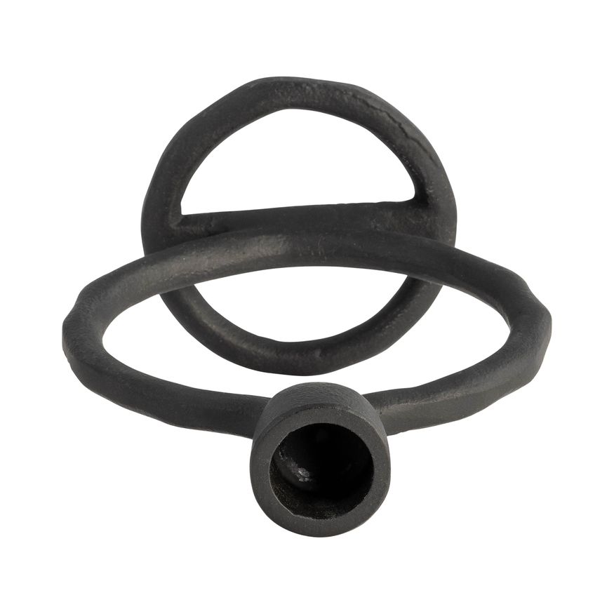 Sagebrook 6" Metal Round Ring Taper Candle Holder - Black