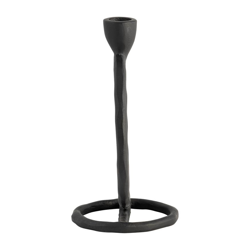 Sagebrook 8" Metal Round Ring Taper Candle Holder - Black