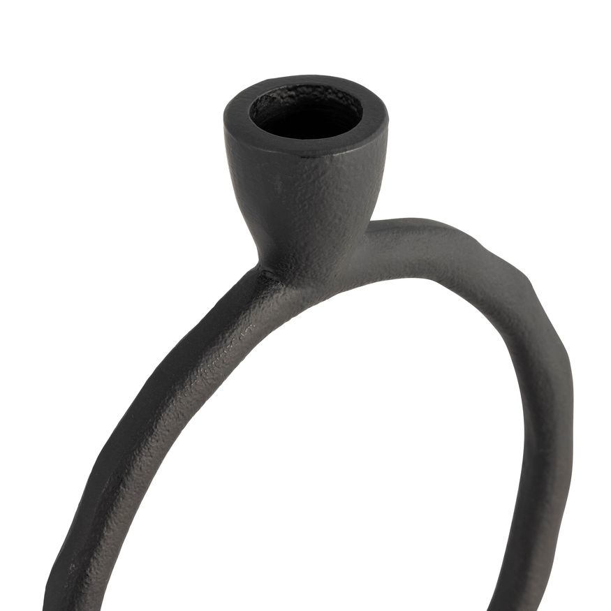 Sagebrook 8" Metal Round Ring Taper Candle Holder - Black